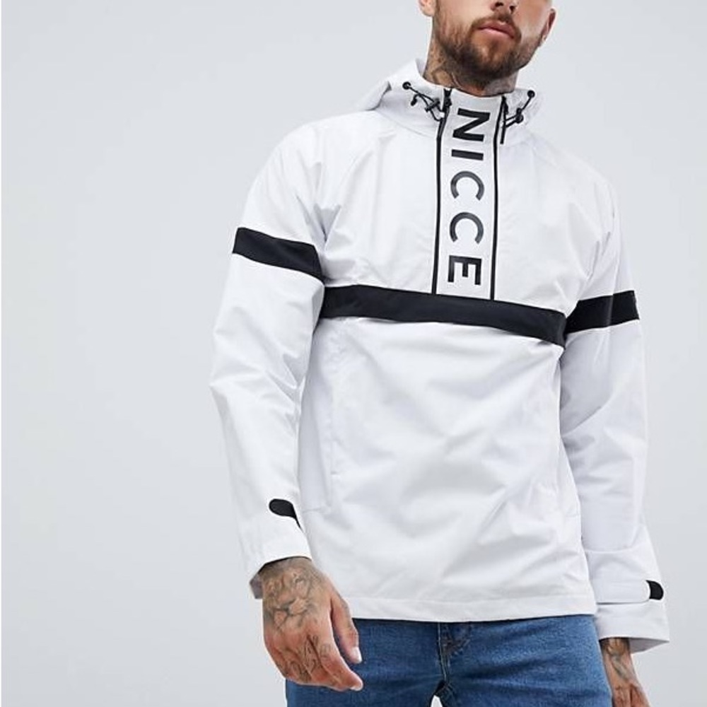 Nicce Men's White and Black Windbreaker